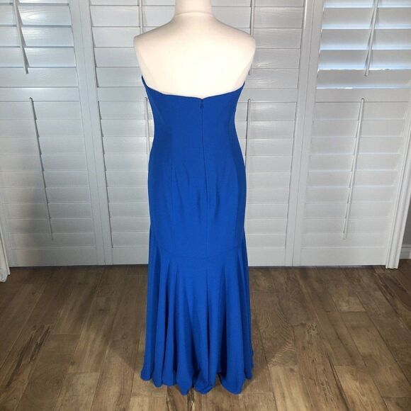 After Six Bright Blue Strapless Chiffon Dress XL Evening Gown Prom Homecoming - Picture 4 of 12